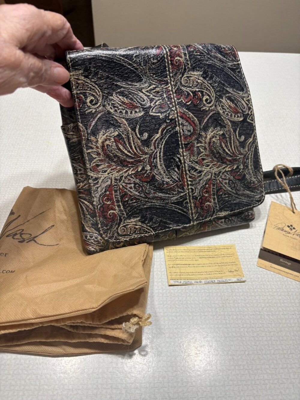 NWT Patricia Nash Leather Granada Crossbody in Feather Paisley Pattern